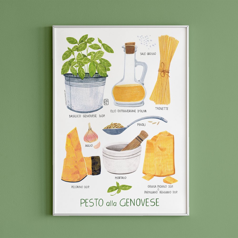 Pesto, pesto alla genovese, pesto poster, pesto illustration, pesto disegno, pesto food, food illustration