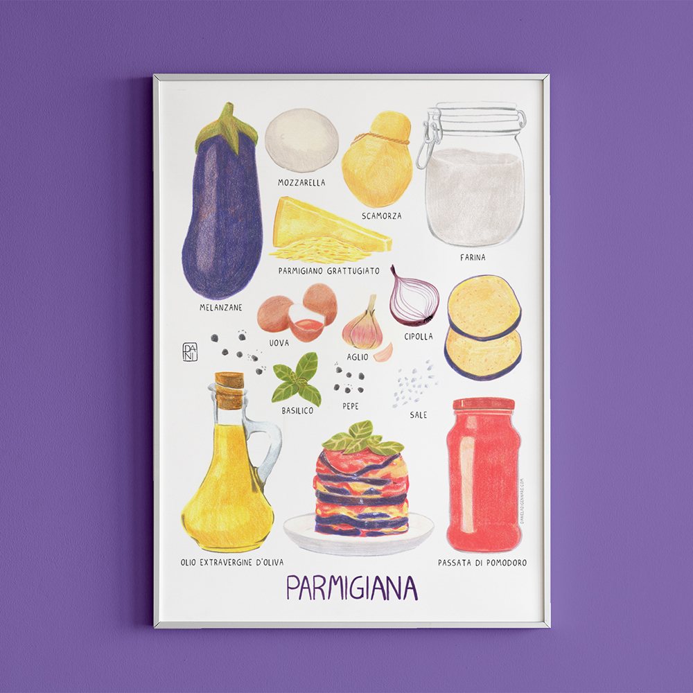 parmigiana illustration, food illustration, italian food, illustrazioni cibo, illustrazioni parmigiana